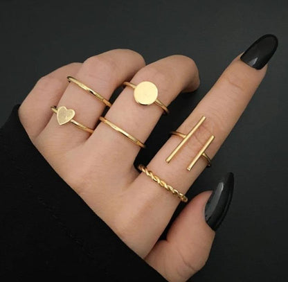Modern Gold-Plated Minimalist Ring Set