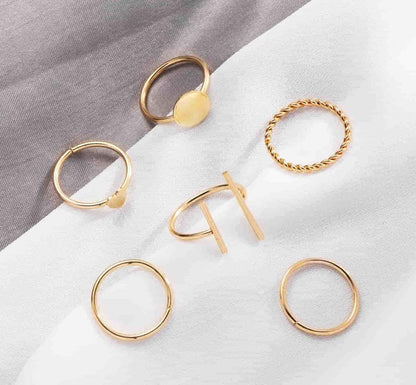 Modern Gold-Plated Minimalist Ring Set