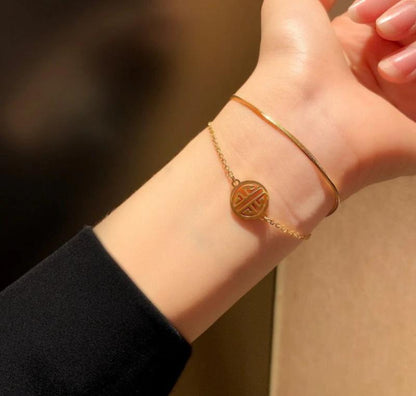 Gold Plated Double Chain Bracelet Charm