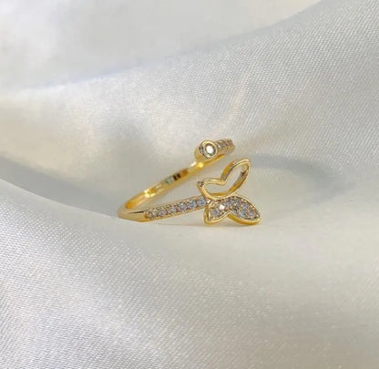 Butterfly Design Gold Plated Adjustable Ring