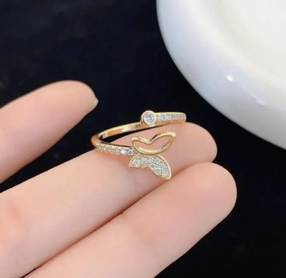 Butterfly Design Gold Plated Adjustable Ring