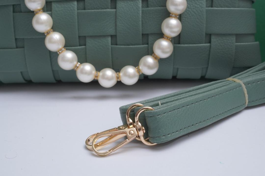 Women's Sage Green Woven PU Leather Clutch Pearl | Buy Online in Pakistan at MetroCart – Women's | MetroCart Pakistan