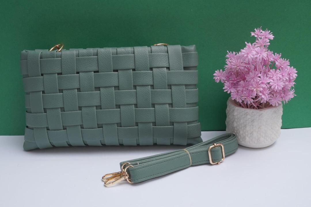 Women's Sage Green Woven PU Leather Clutch Pearl | Buy Online in Pakistan at MetroCart – Women's | MetroCart Pakistan