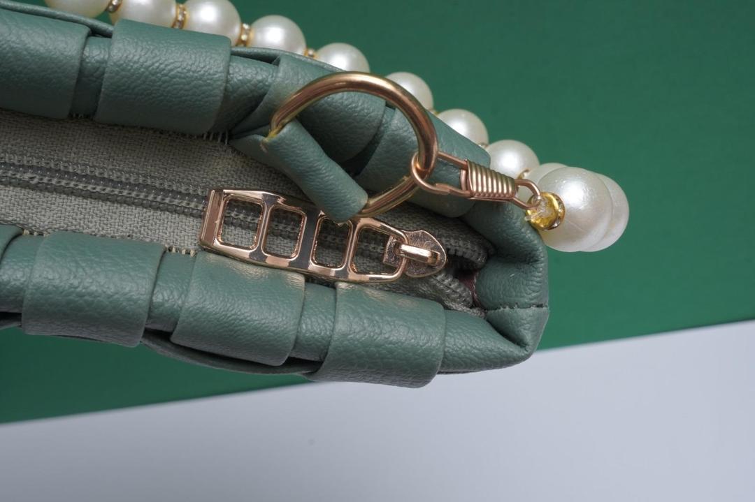 Women's Sage Green Woven PU Leather Clutch Pearl | Buy Online in Pakistan at MetroCart – Women's | MetroCart Pakistan