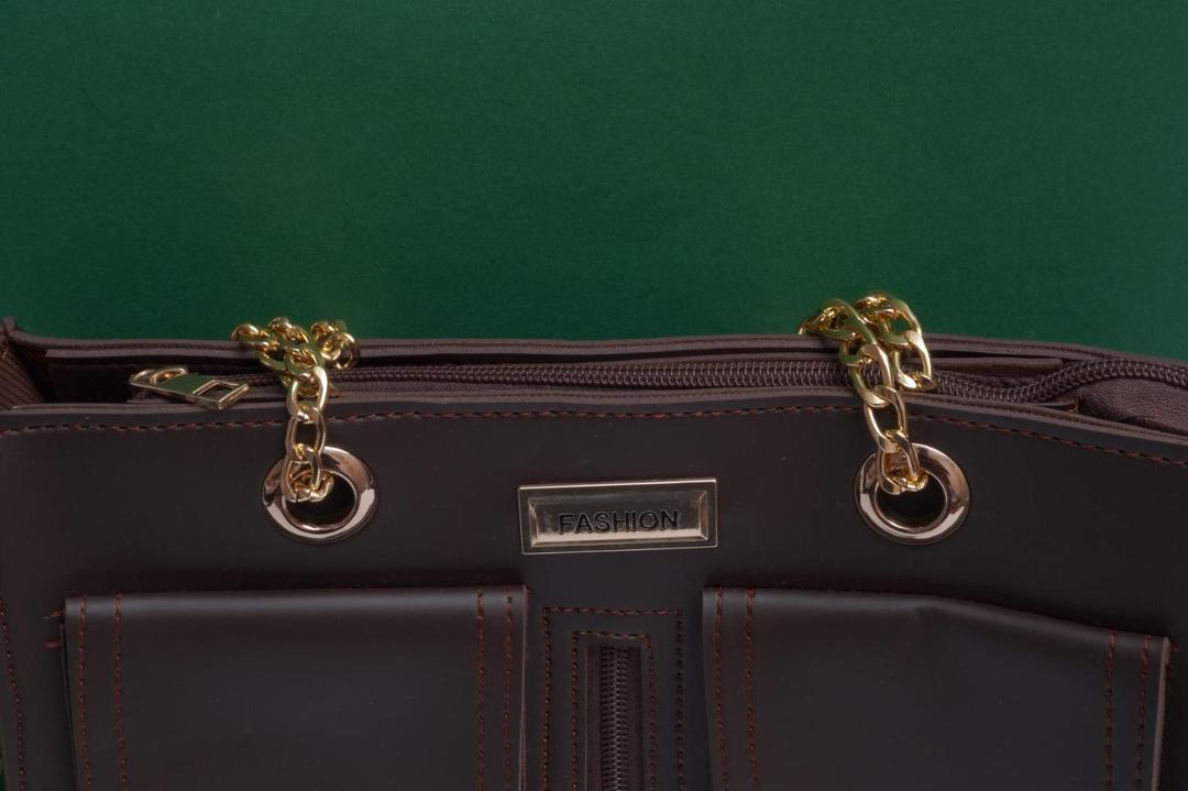 Women's Brown Leather Handbag Set 3-Piece