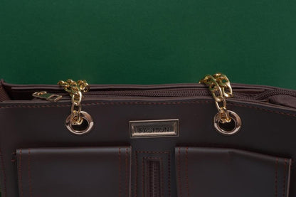 Women's Brown Leather Handbag Set 3-Piece