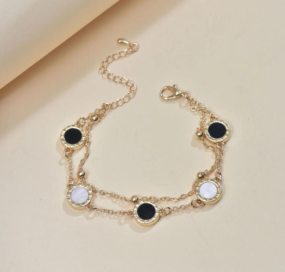 Beautiful Double Chain Bracelet Enamel Charms