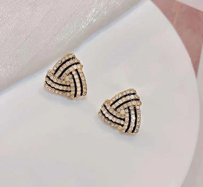 Triangular Knot Stud Earrings Rhinestone