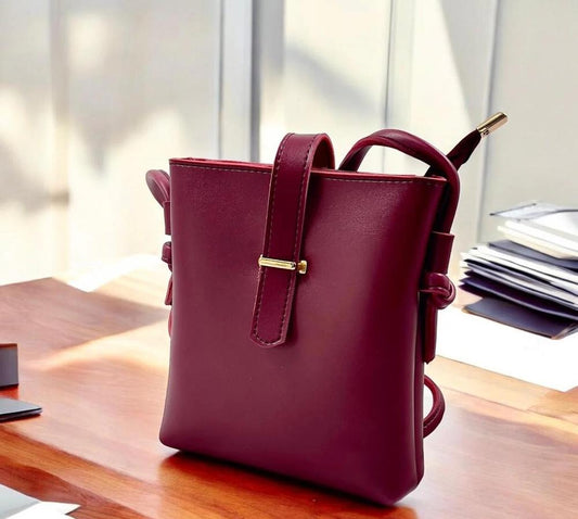 Women's Burgundy PU Leather Crossbody Bag