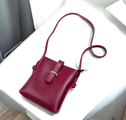 Women's Burgundy PU Leather Crossbody Bag