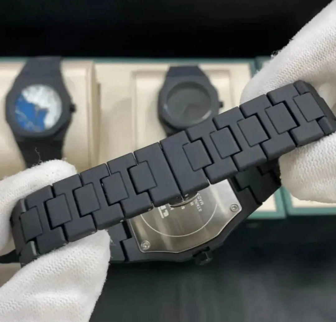 Men's Black Arabic Aura Watch Carbon Fiber Strap Quartz