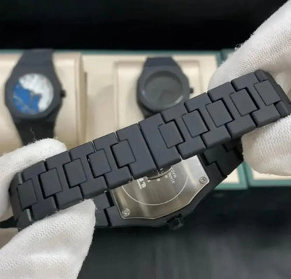 Men's Black Arabic Aura Watch Carbon Fiber Strap Quartz