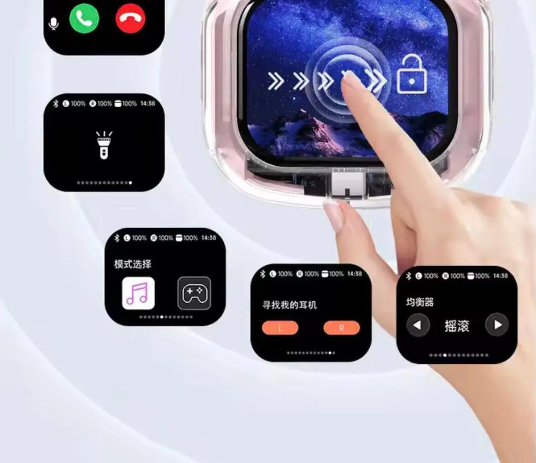 Wireless Transparent Airmax Buds Bluetooth 5.3 Touchscreen Display