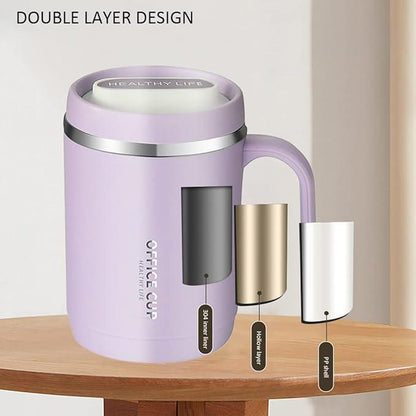 Insulated Travel Coffee Mug - 500ml Stainless Steel with Lid & Straw