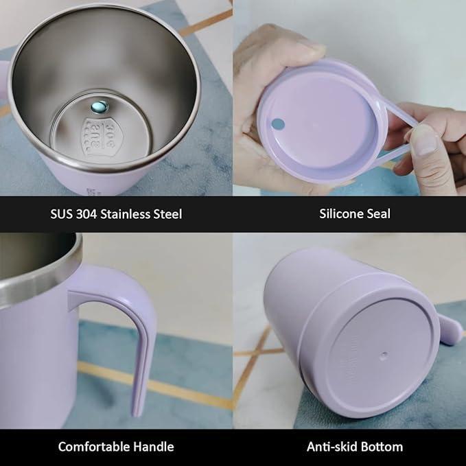 Insulated Travel Coffee Mug - 500ml Stainless Steel with Lid & Straw