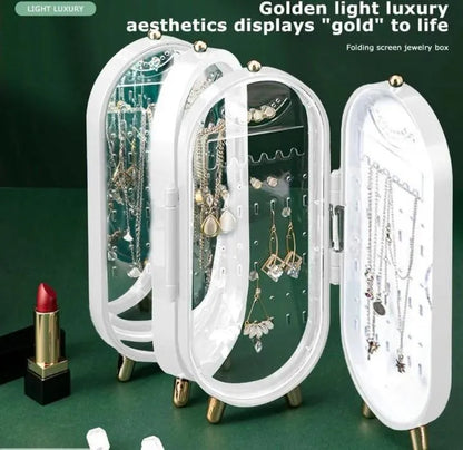Folding Jewelry Organizer Box with Mirror