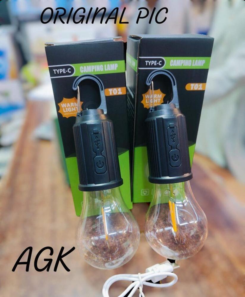 USB Type-C Rechargeable LED Camping Bulb - Portable Hanging Light with Hook