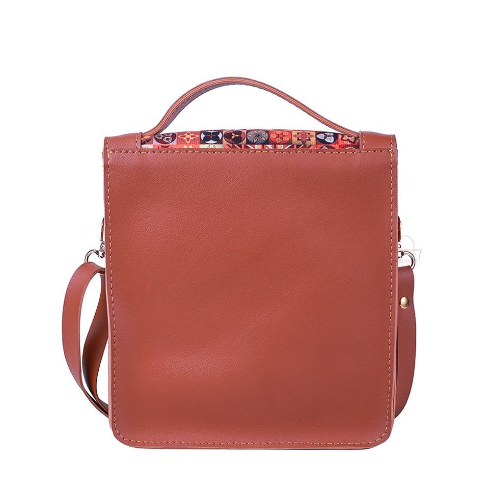 Women's Trendy Spectrum Crossbody Bag - Coral Pink with Colorful Mosaic Pattern