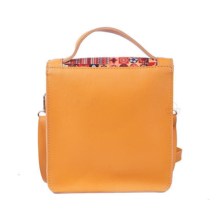 Women's Trendy Spectrum Crossbody Bag - Mustard Yellow with Colorful Mosaic Pattern