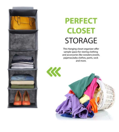 Hanging Closet Organizer 5-Compartment Folding | Buy Online in Pakistan at MetroCart – Hanging | MetroCart Pakistan