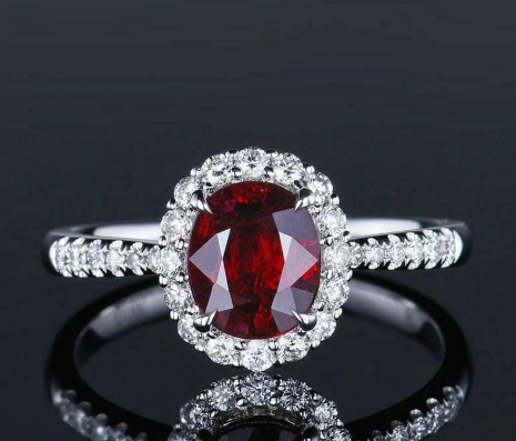 Imported Red Zircon Halo Engagement Ring