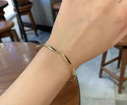 Imported Wavy Gold Plated Cuff Bracelet