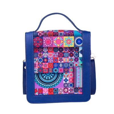 Women's Trendy Spectrum Crossbody Bag - Blue with Colorful Mosaic Pattern