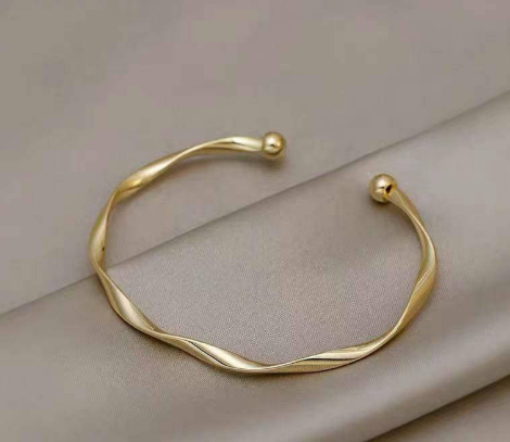 Imported Wavy Gold Plated Cuff Bracelet