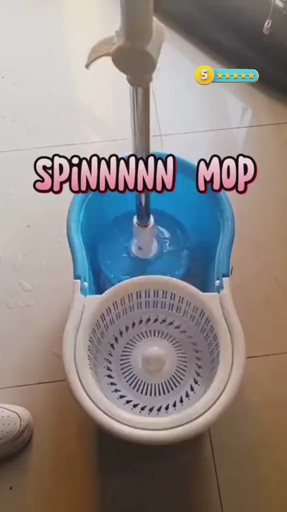 360° Spinning Mop & Bucket Set - Hands-Free Self-Wringing with 3 Microfiber Heads