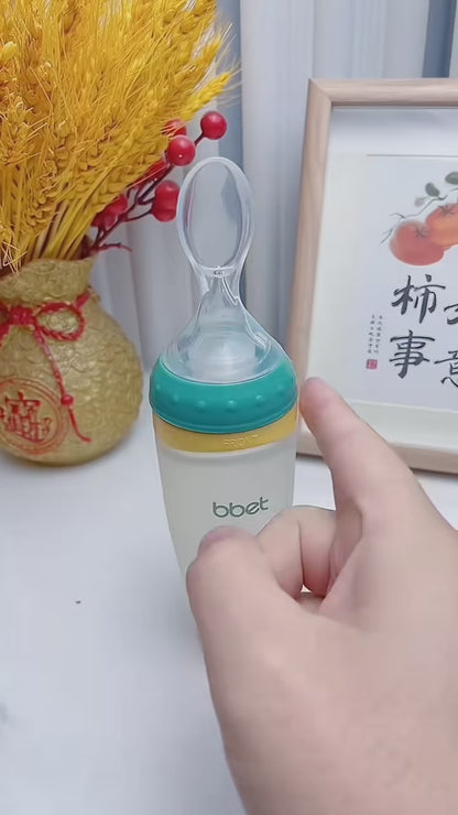 Silicone Baby Feeding Spoon & Fruit Pacifier Combo Set - 2-in-1 Squeeze Bottle Feeder