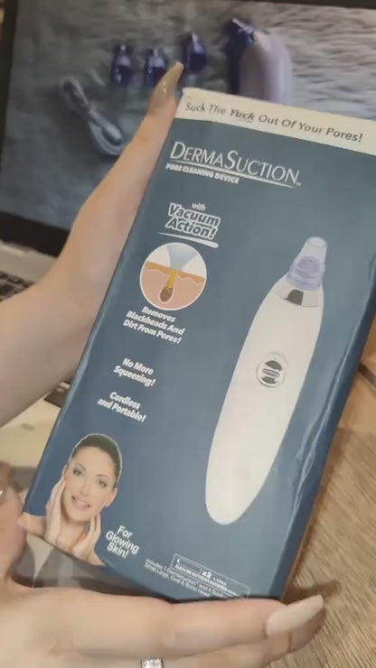Derma Suction Facial Cleanser - Electric Pore Vacuum Blackhead Remover with 4 Suction Heads