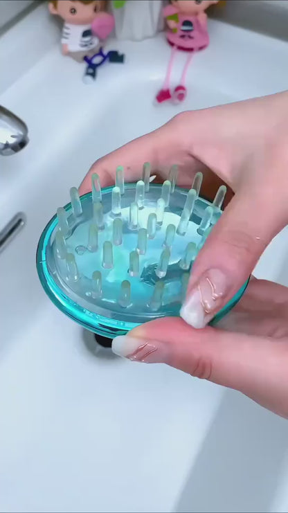 Hair Wash Brush & Scalp Massage Comb - Soft Silicone Bristles for Deep Cleansing